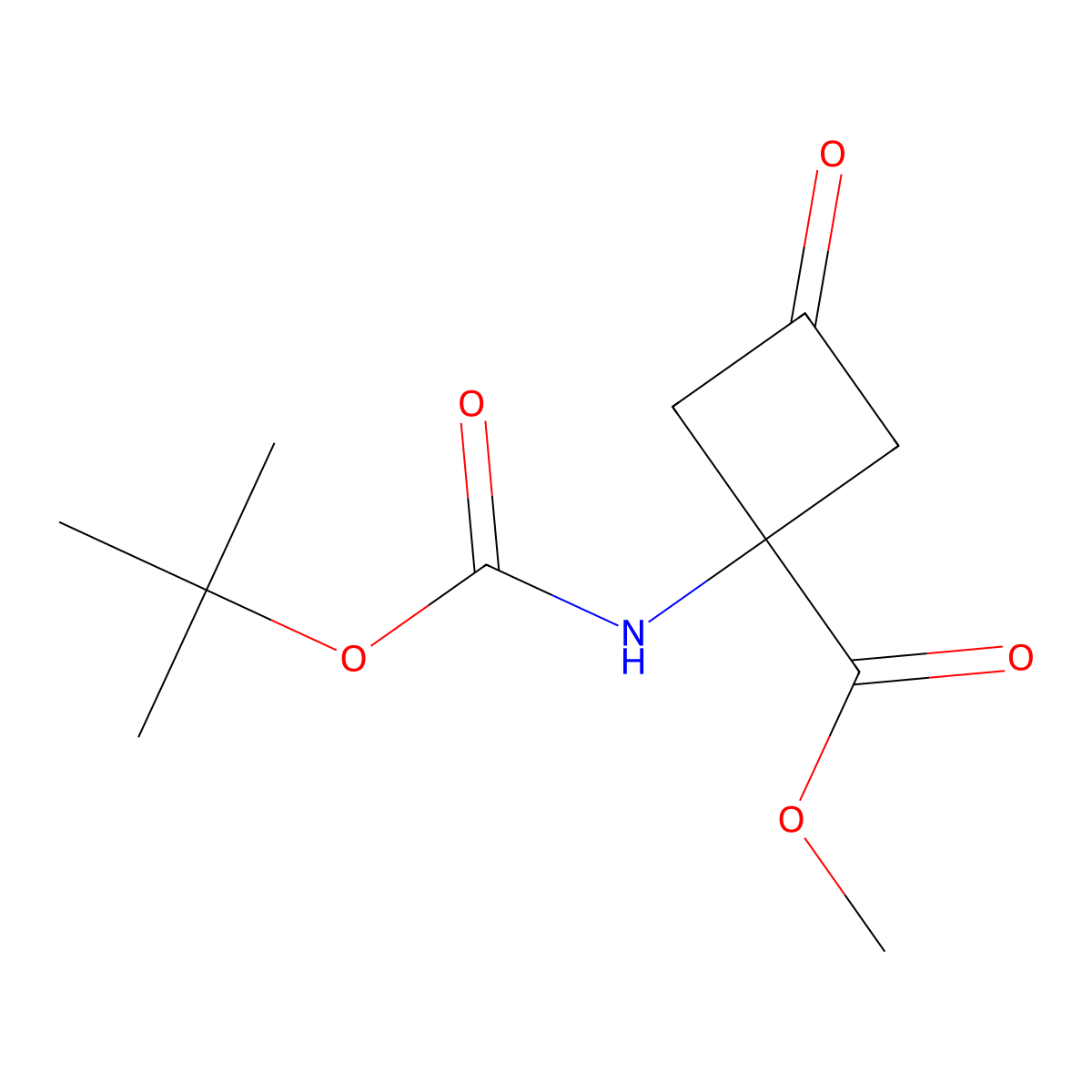 Methyl 1-(tert-butoxycarbonylamino)-3-oxocyclobutanecarboxylate molecular structure, CAS 191110-97-1