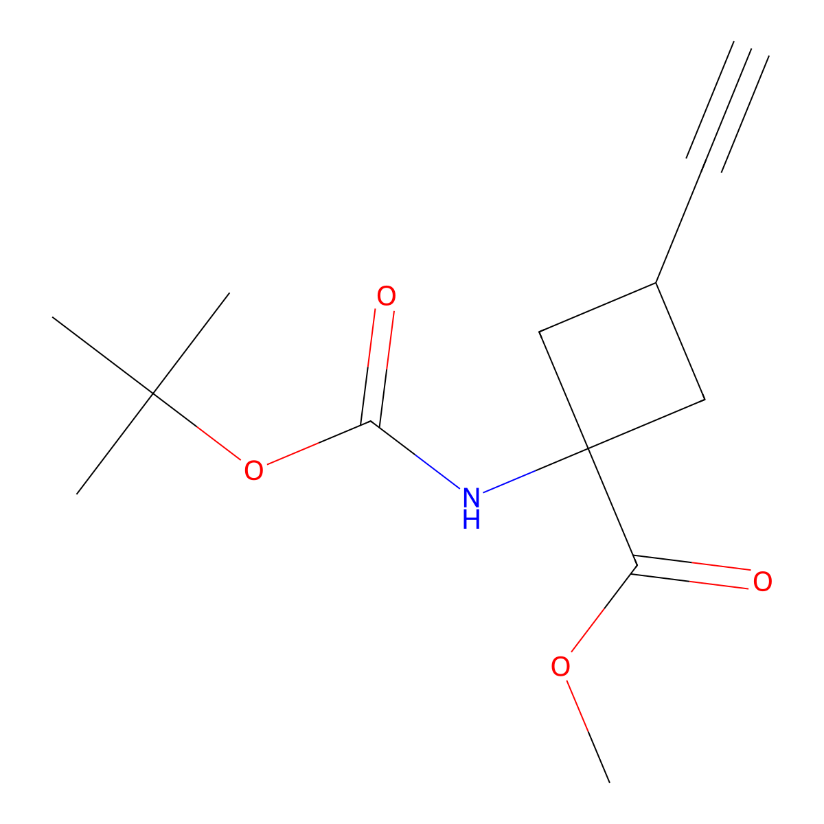 Methyl 1-{[(tert-butoxy)carbonyl]amino}-3-ethynylcyclobutane-1-carboxylate molecular structure, CAS 191111-02-1