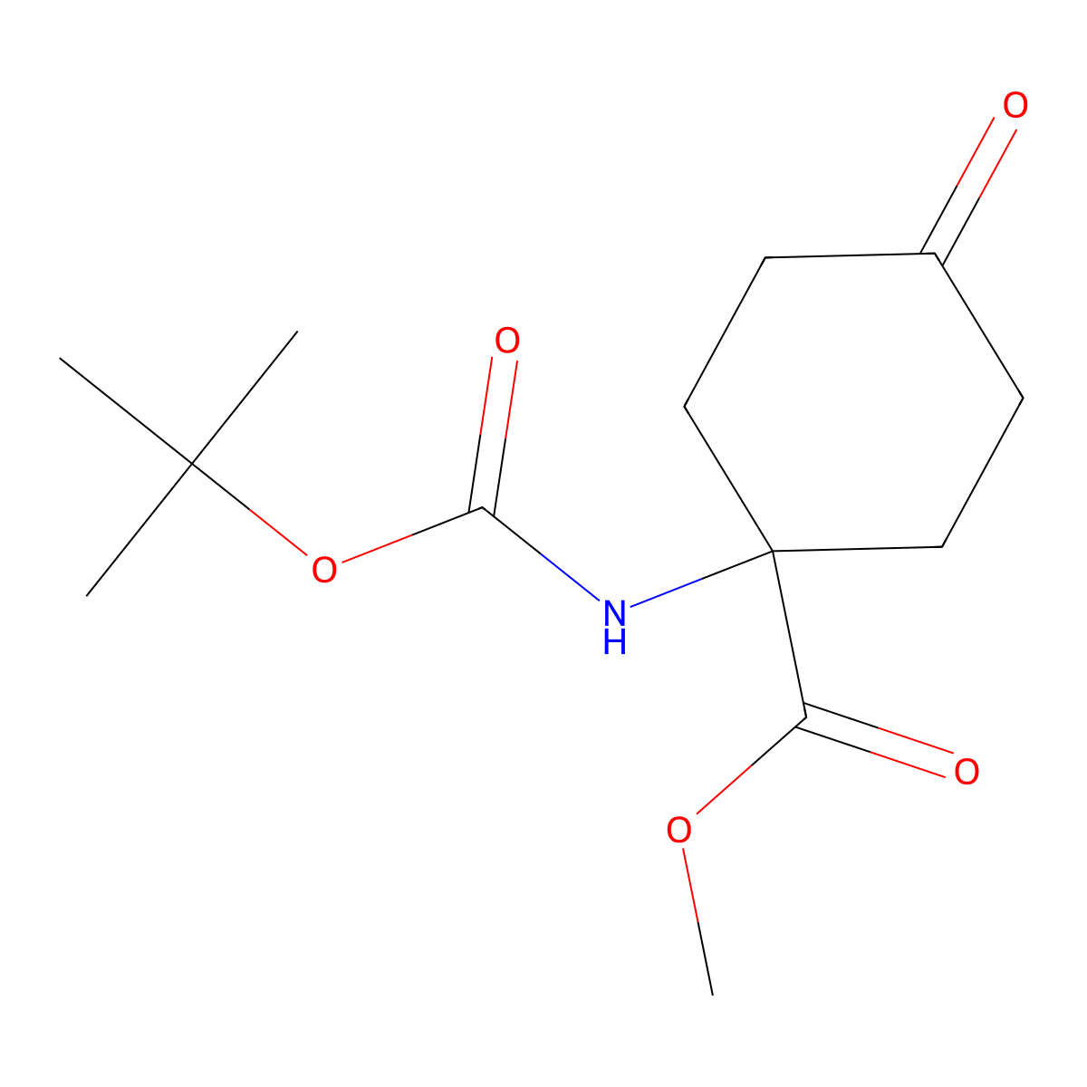 Methyl 1-((tert-butoxycarbonyl)amino)-4-oxocyclohexanecarboxylate molecular structure, CAS 191111-27-0