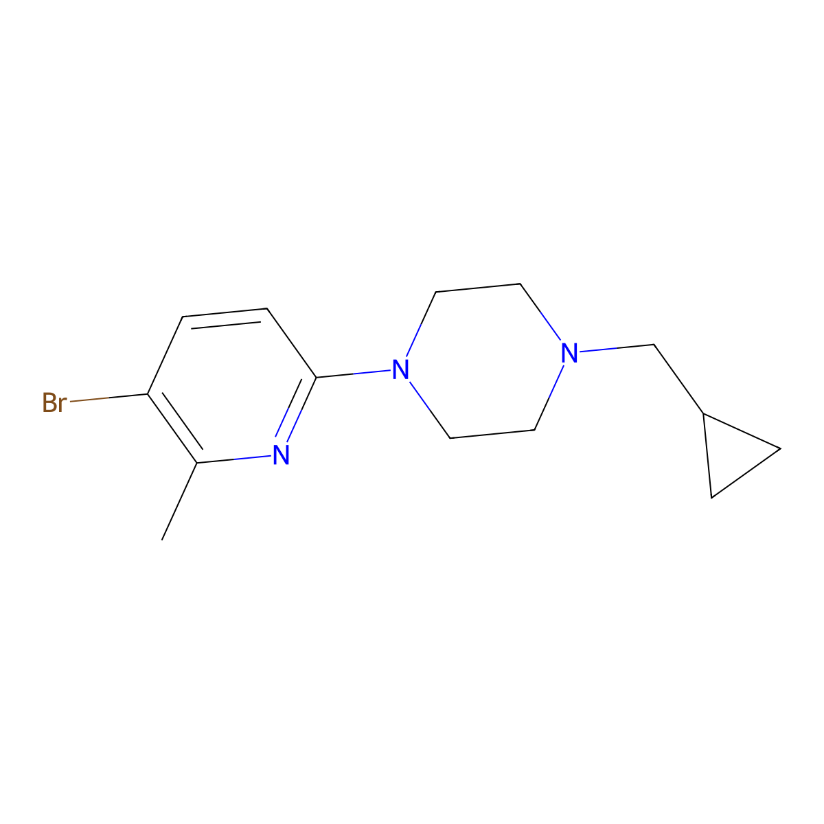 1-(5-Bromo-6-methylpyridin-2-yl)-4-(cyclopropylmethyl)piperazine molecular structure, CAS 1911398-16-7
