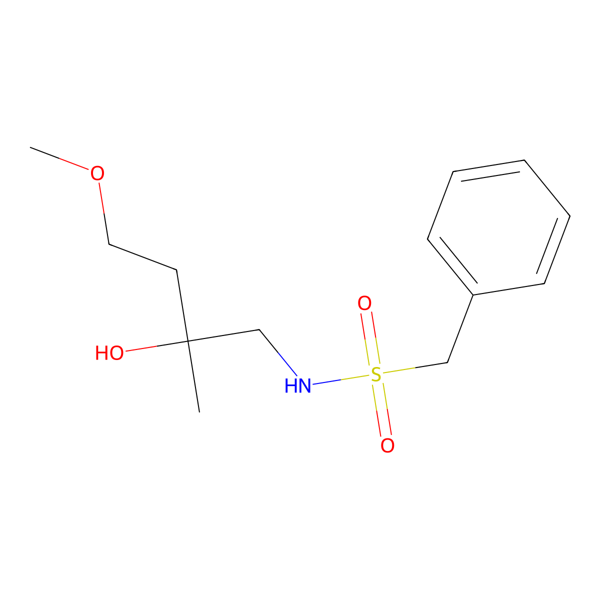 N-(2-Hydroxy-4-methoxy-2-methylbutyl)-1-phenylmethanesulfonamide molecular structure, CAS 1911423-60-3