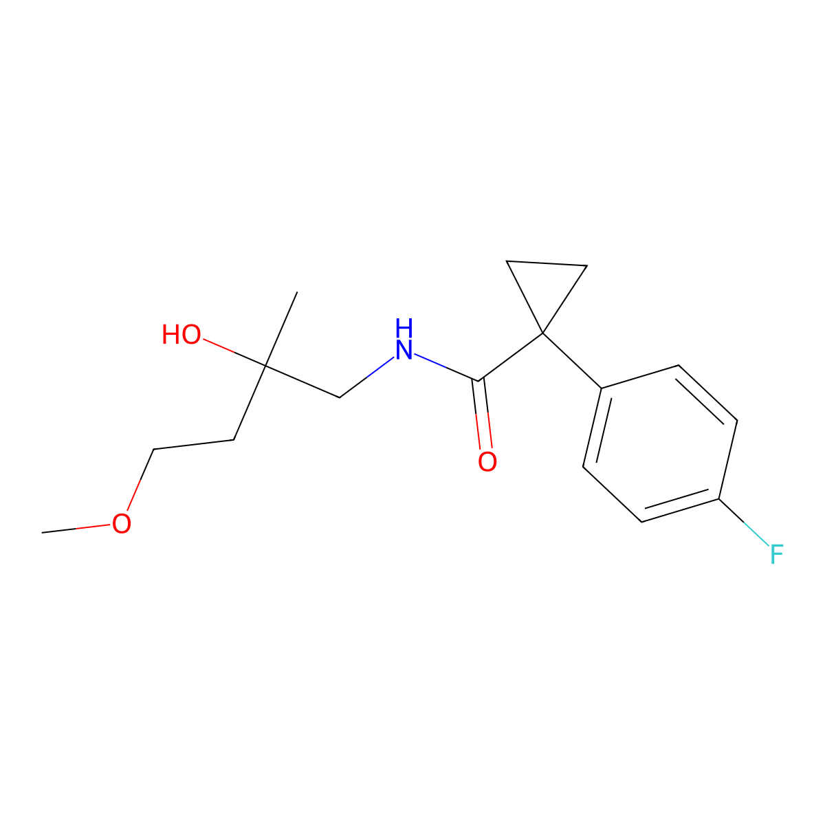 1-(4-fluorophenyl)-N-(2-hydroxy-4-methoxy-2-methylbutyl)cyclopropane-1-carboxamide molecular structure, CAS 1911440-10-2