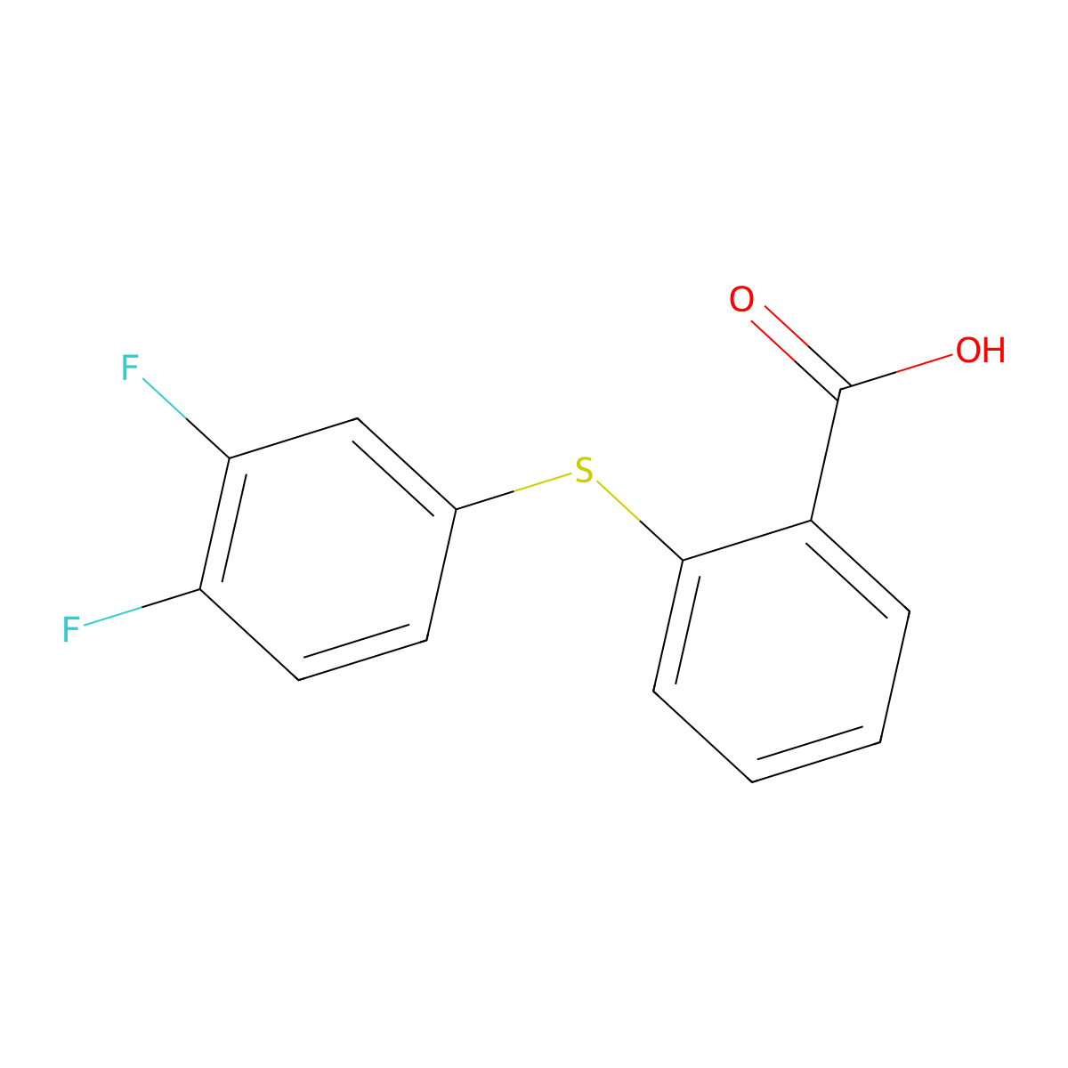 2-(3,4-Difluorophenyl)sulfanylbenzoic acid molecular structure, CAS 191154-08-2