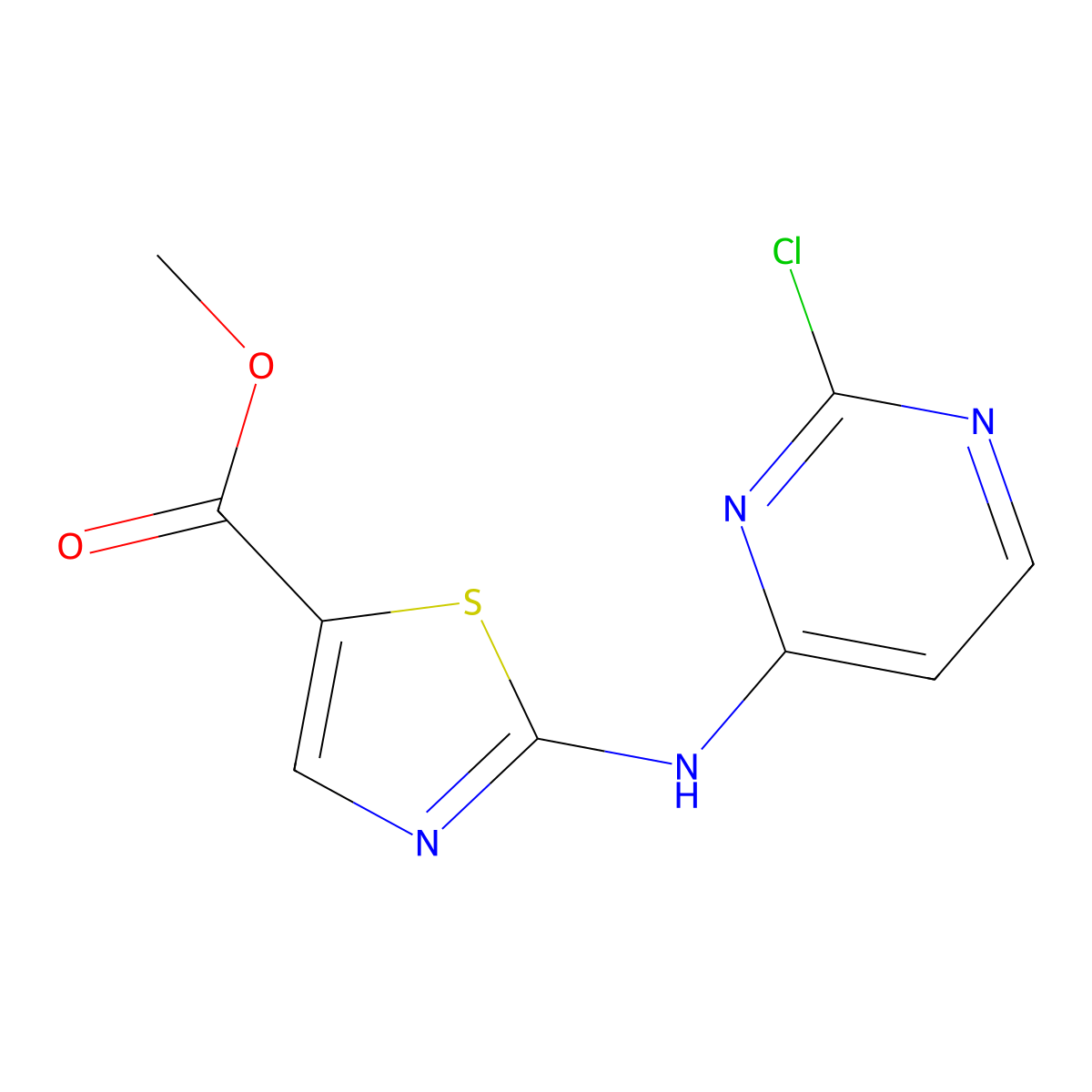Methyl 2-((2-chloropyrimidin-4-yl)amino)thiazole-5-carboxylate molecular structure, CAS 1911571-72-6
