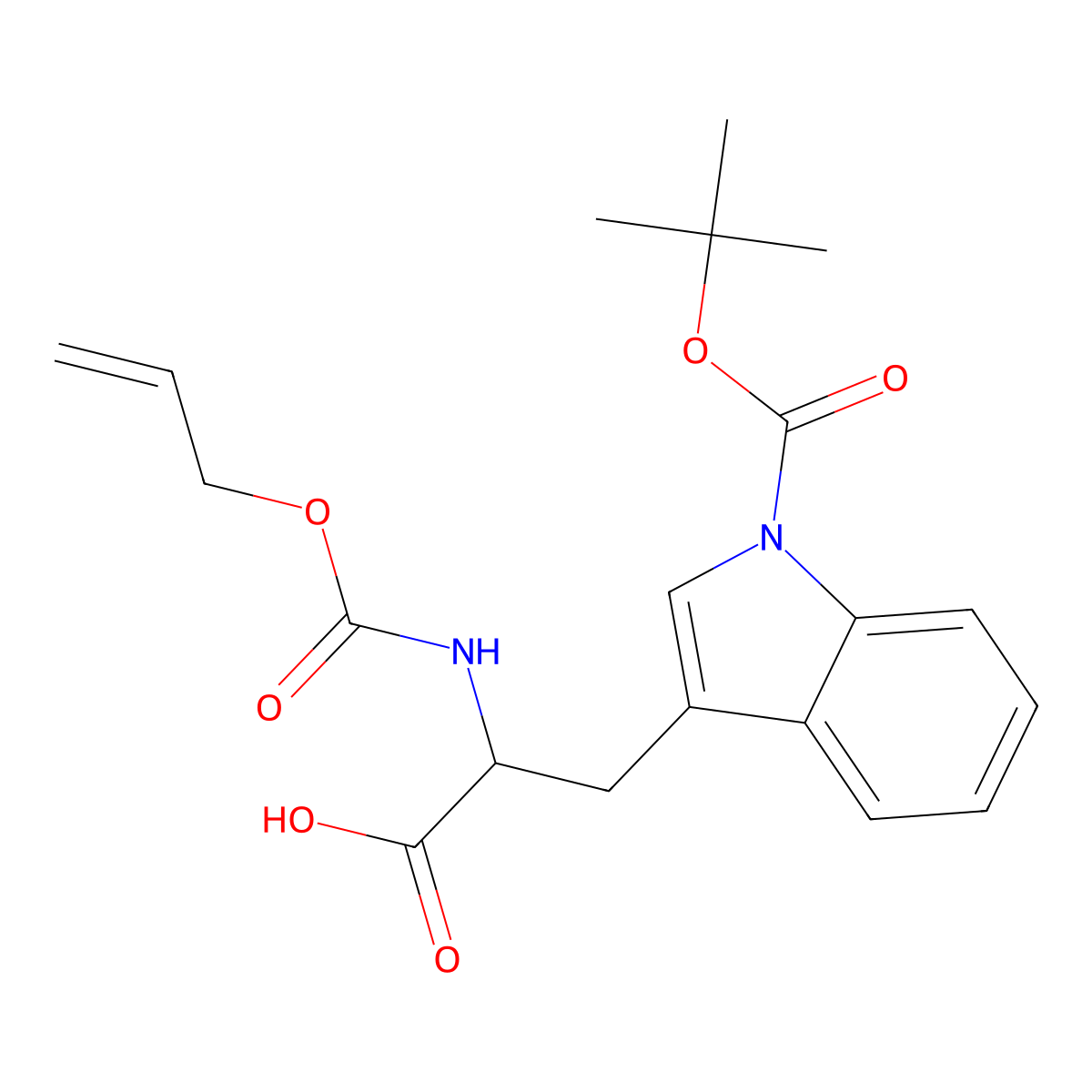 (2S)-3-{1-[(tert-butoxy)carbonyl]-1H-indol-3-yl}-2-{[(prop-2-en-1-yloxy)carbonyl]amino}propanoic acid molecular structure, CAS 1911585-39-1