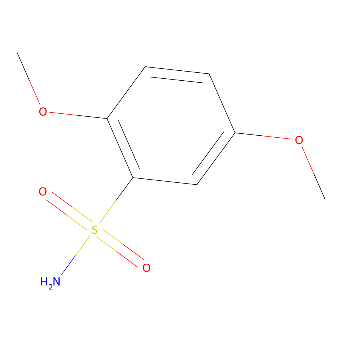 Benzenesulfonamide, 2,5-dimethoxy- molecular structure, CAS 19116-90-6