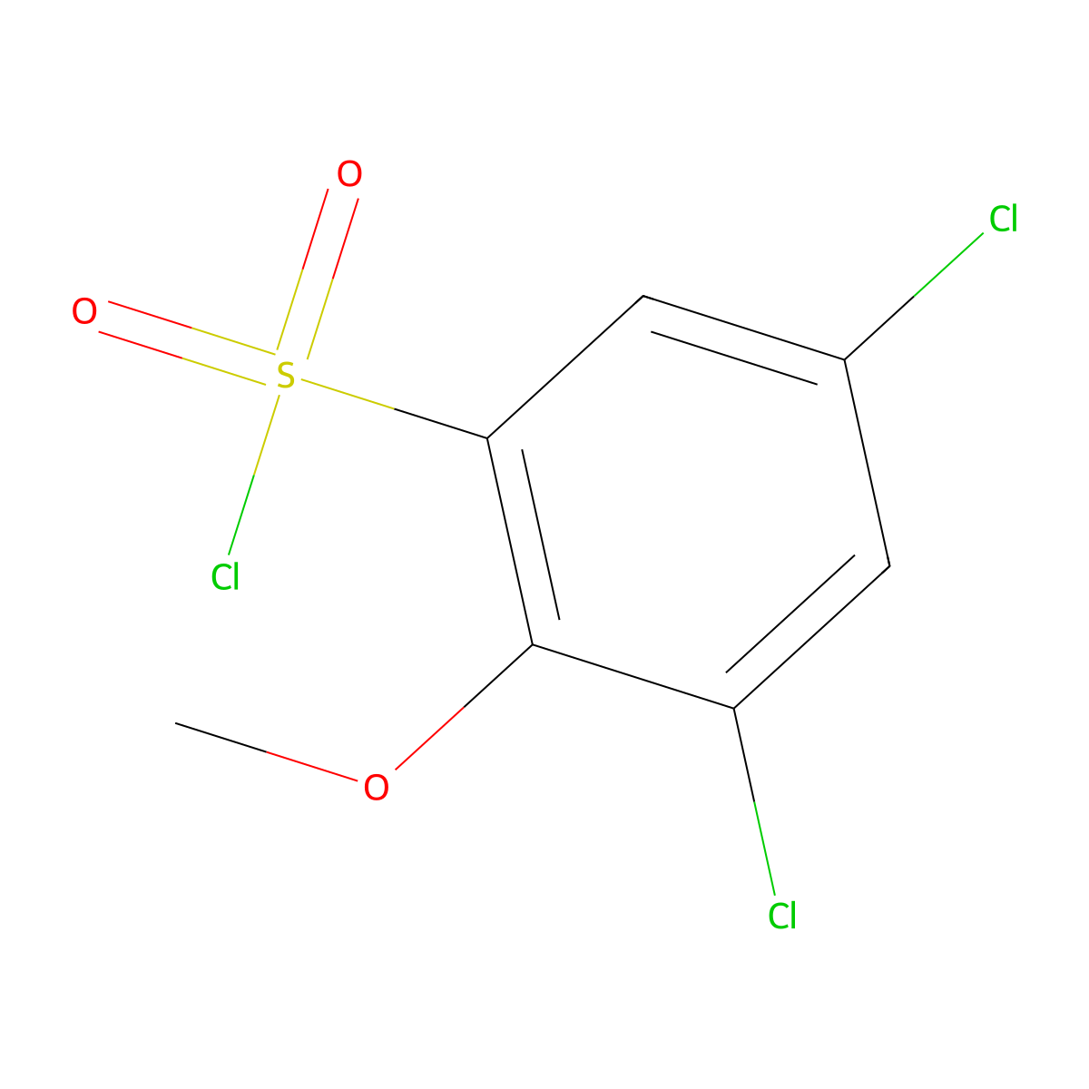 3,5-Dichloro-2-methoxybenzene-1-sulfonyl chloride molecular structure, CAS 19116-94-0