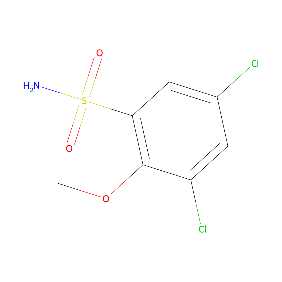 3,5-Dichloro-2-methoxybenzenesulfonamide molecular structure, CAS 19116-95-1
