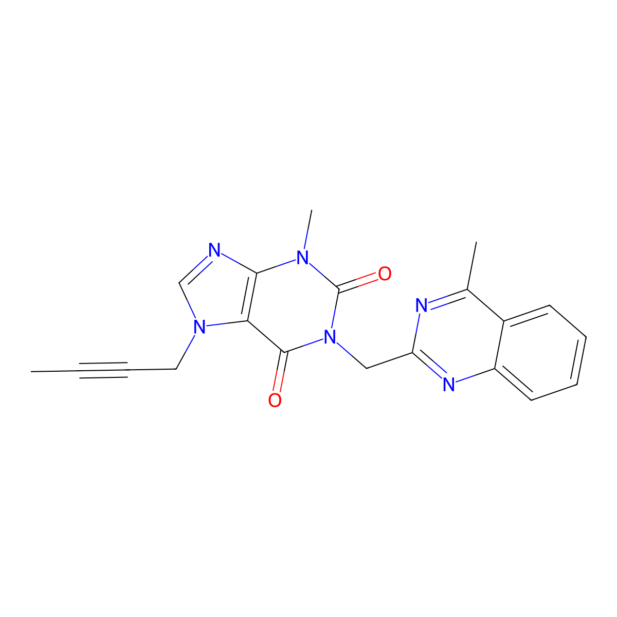 7-(But-2-yn-1-yl)-3-methyl-1-((4-methylquinazolin-2-yl)methyl)-3,7-dihydro-1H-purine-2,6-dione molecular structure, CAS 1911621-52-7