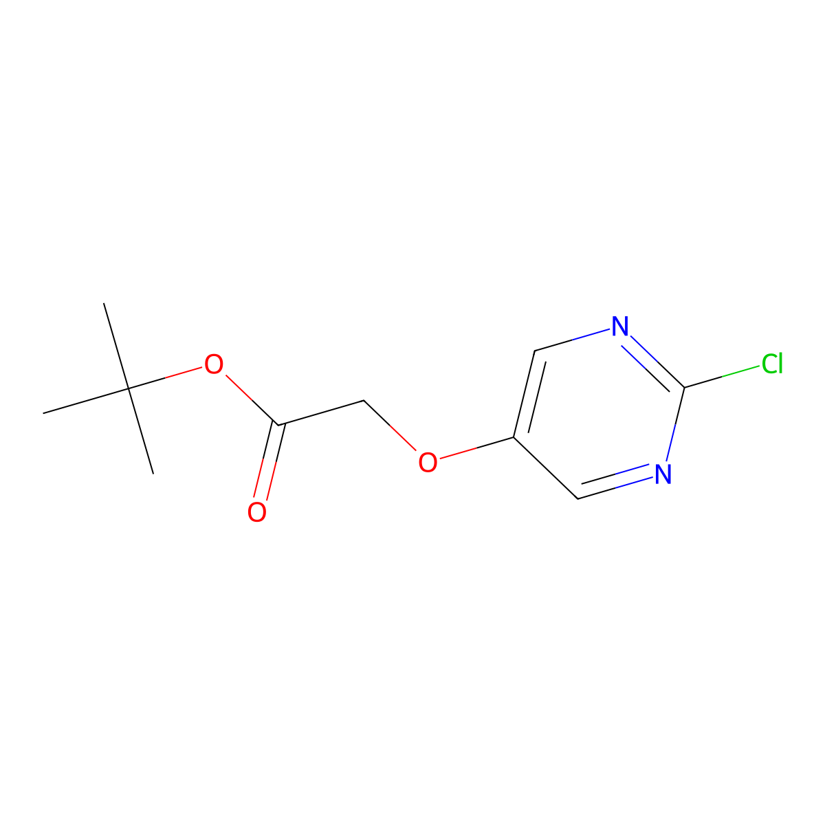 Tert-butyl 2-((2-chloropyrimidin-5-yl)oxy)acetate molecular structure, CAS 1911650-68-4