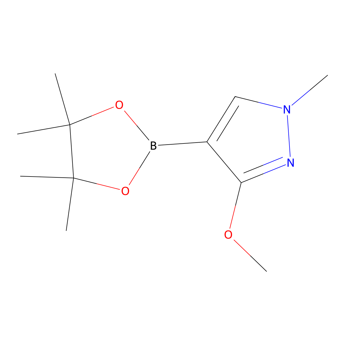 3-Methoxy-1-methyl-4-(4,4,5,5-tetramethyl-1,3,2-dioxaborolan-2-yl)-1H-pyrazole molecular structure, CAS 1911653-28-5