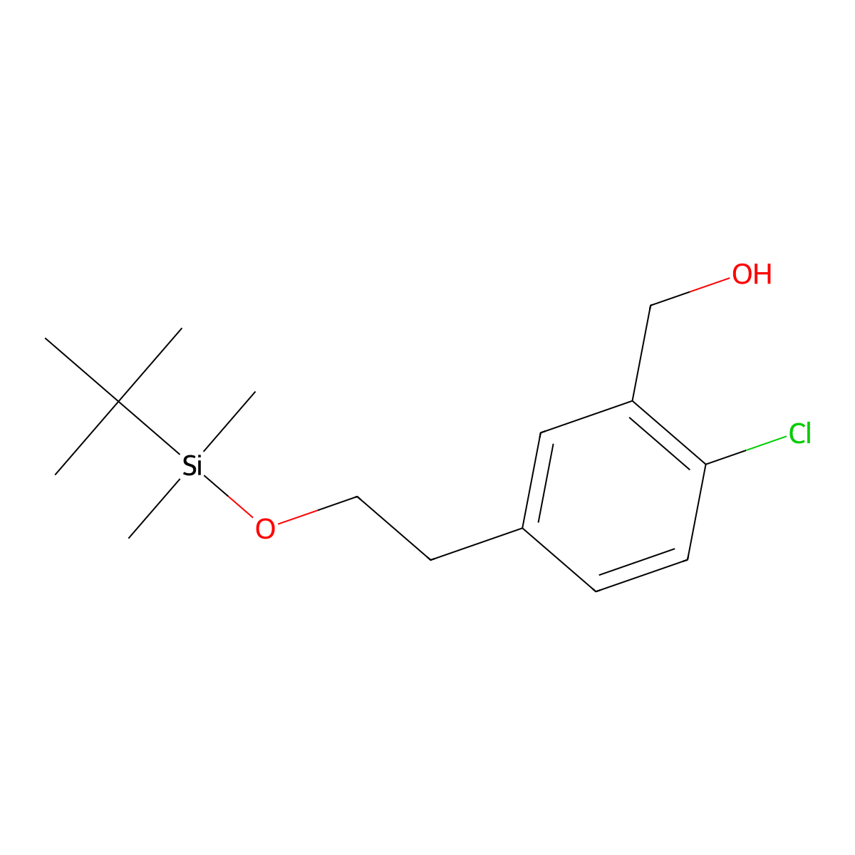 (5-(2-((tert-Butyldimethylsilyl)oxy)ethyl)-2-chlorophenyl)methanol molecular structure, CAS 1911653-46-7