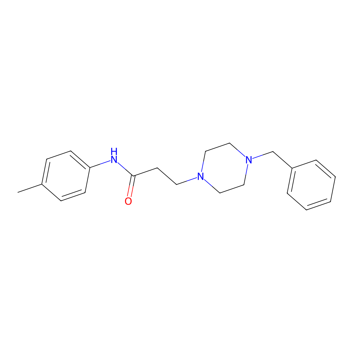 3-(4-benzylpiperazin-1-yl)-N-(4-methylphenyl)propanamide molecular structure, CAS 191168-69-1
