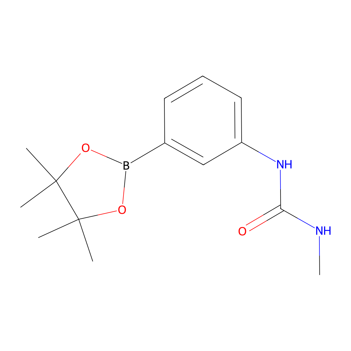 1-Methyl-3-(3-(4,4,5,5-tetramethyl-1,3,2-dioxaborolan-2-yl)phenyl)urea molecular structure, CAS 191171-49-0