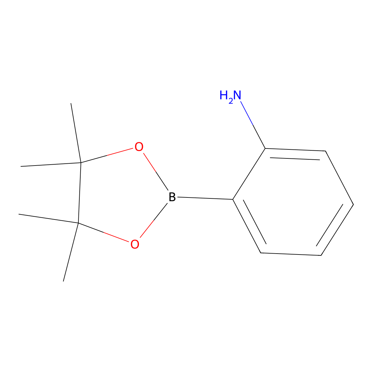 2-(4,4,5,5-Tetramethyl-1,3,2-dioxaborolan-2-yl)aniline molecular structure, CAS 191171-55-8