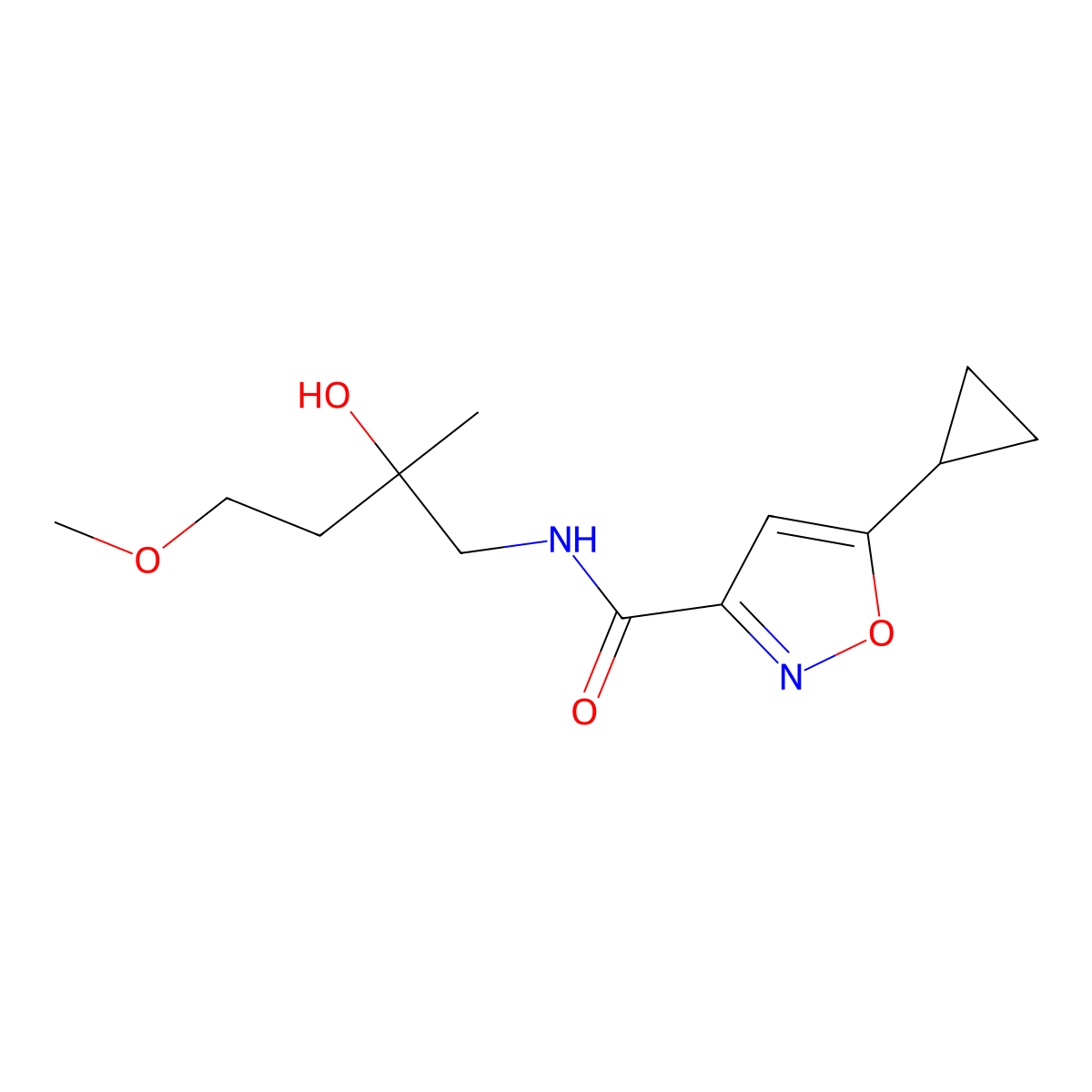5-cyclopropyl-N-(2-hydroxy-4-methoxy-2-methylbutyl)-1,2-oxazole-3-carboxamide molecular structure, CAS 1911719-75-9