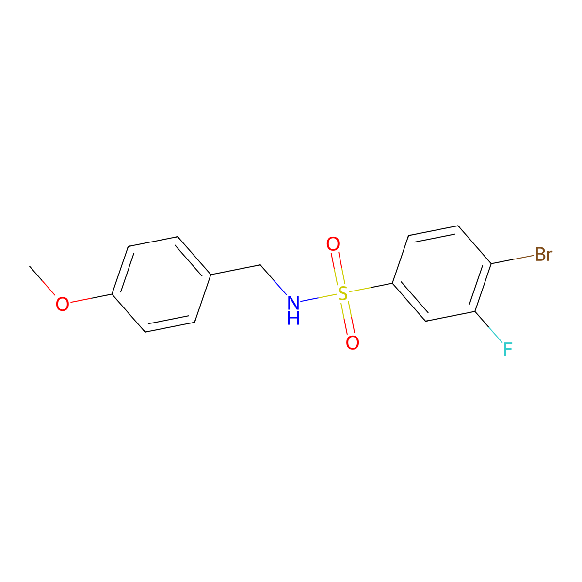 4-Bromo-5-fluoro-N-(4-methoxybenzyl)benzenesulfonamide molecular structure, CAS 1911997-71-1