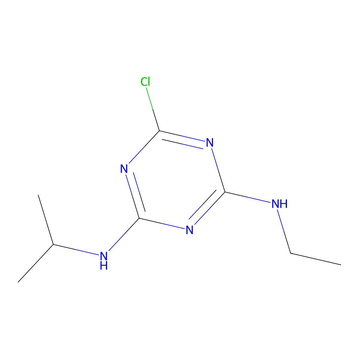 Atrazine molecular structure, CAS 1912-24-9