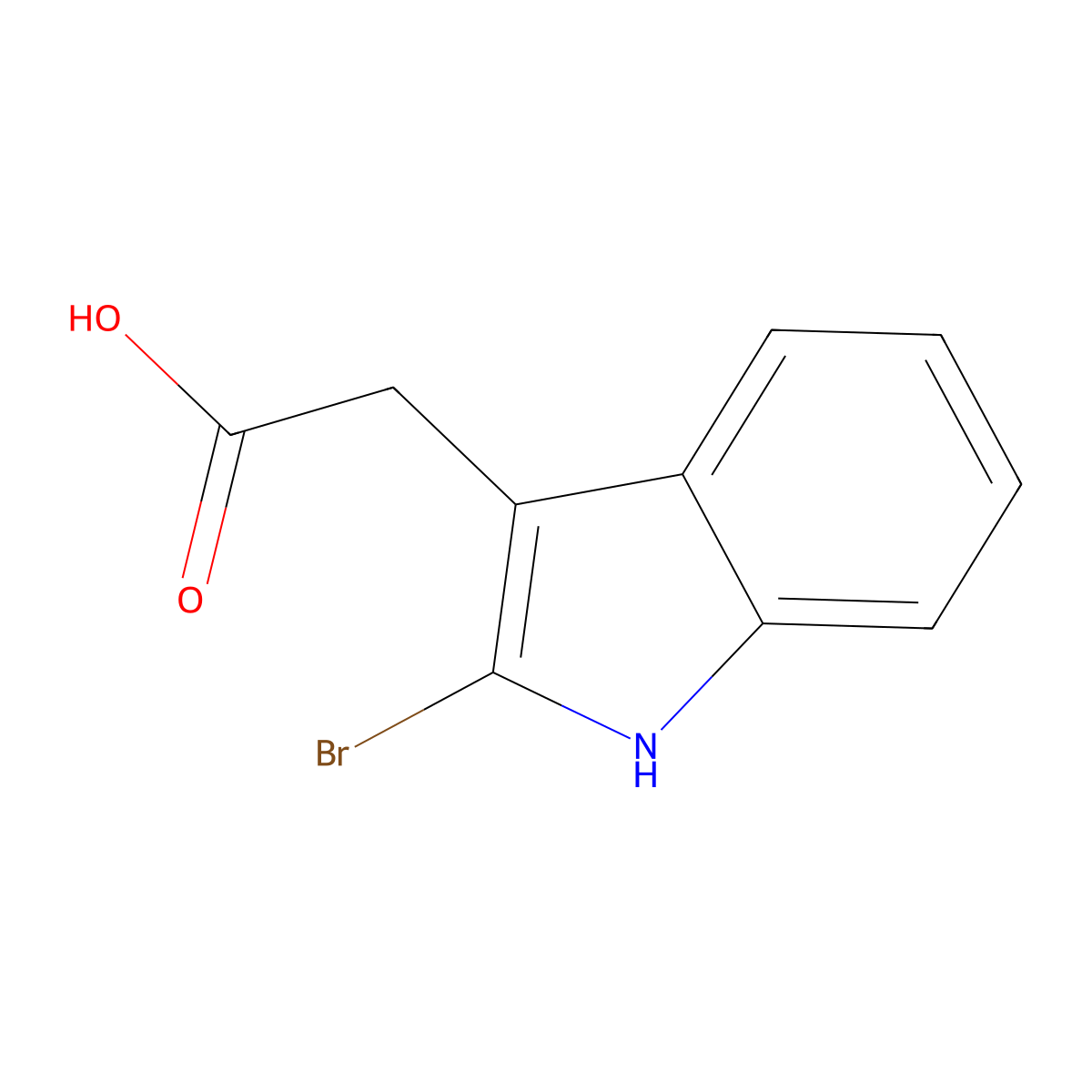(2-Bromo-1H-indol-3-yl)acetic acid molecular structure, CAS 1912-39-6