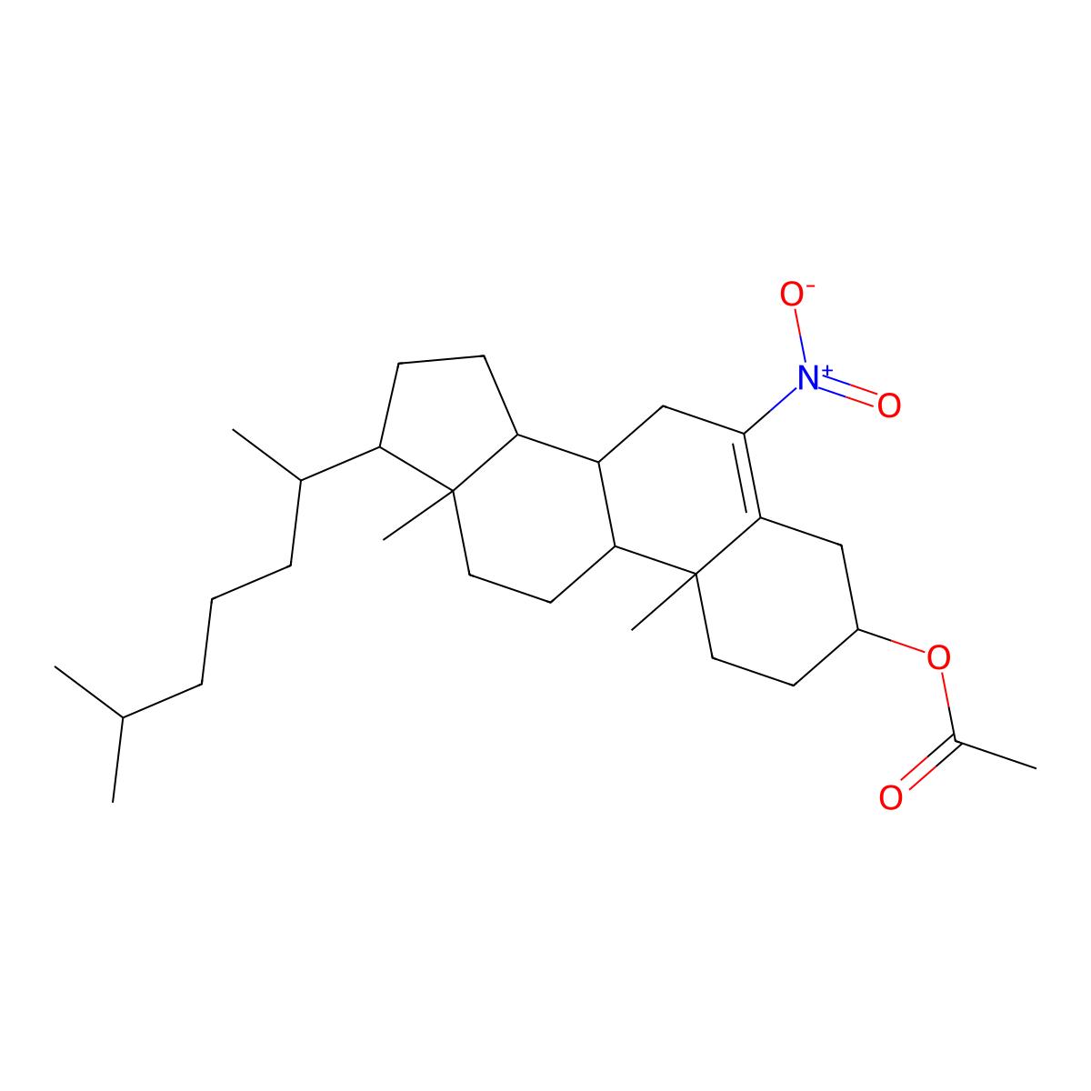 6-Nitrocholest-5-en-3-beta-yl acetate molecular structure, CAS 1912-54-5