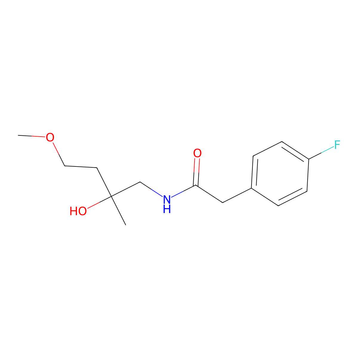 2-(4-fluorophenyl)-N-(2-hydroxy-4-methoxy-2-methylbutyl)acetamide molecular structure, CAS 1912032-35-9