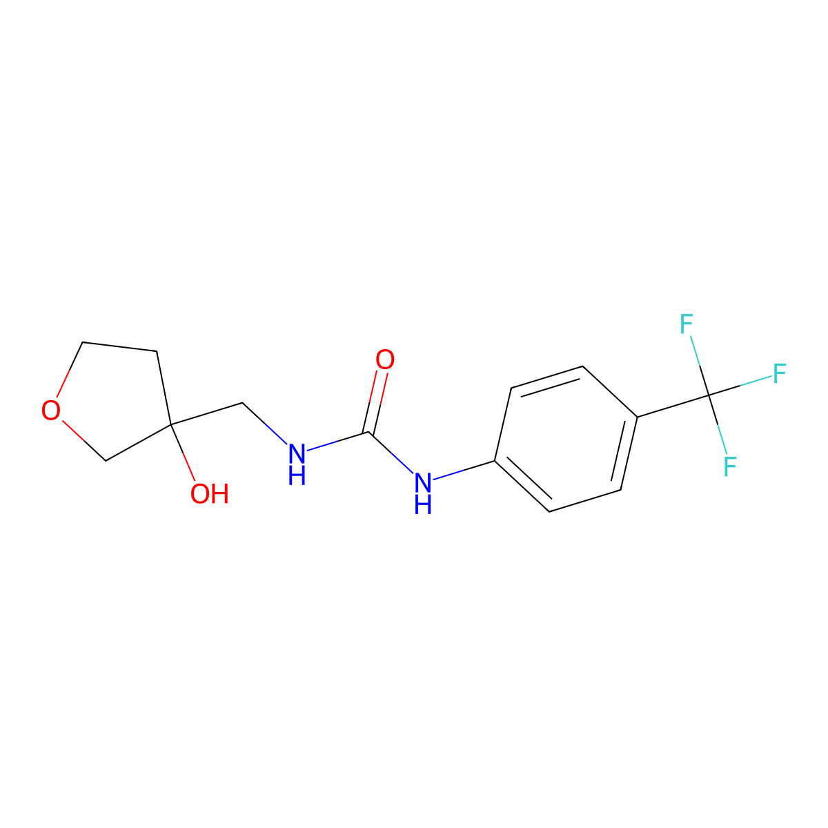 1-((3-Hydroxytetrahydrofuran-3-yl)methyl)-3-(4-(trifluoromethyl)phenyl)urea molecular structure, CAS 1912065-57-6
