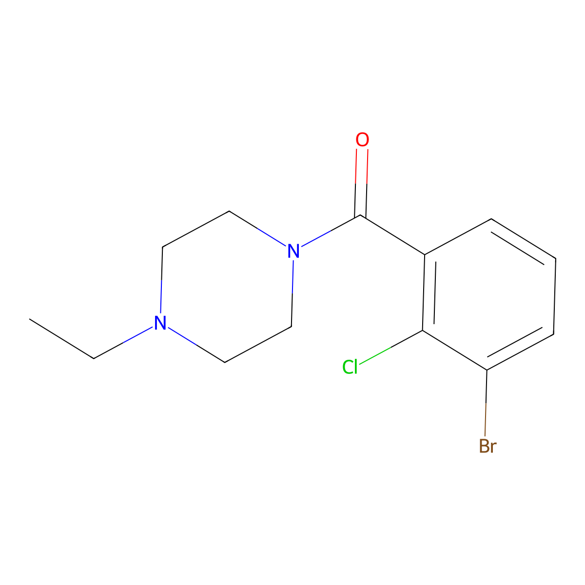 (3-Bromo-2-chlorophenyl)(4-ethyl-1-piperazinyl)methanone molecular structure, CAS 1912072-90-2