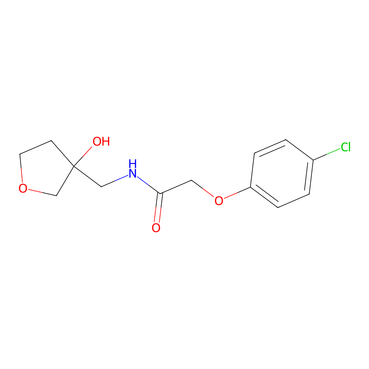 2-(4-chlorophenoxy)-N-((3-hydroxytetrahydrofuran-3-yl)methyl)acetamide molecular structure, CAS 1912096-72-0