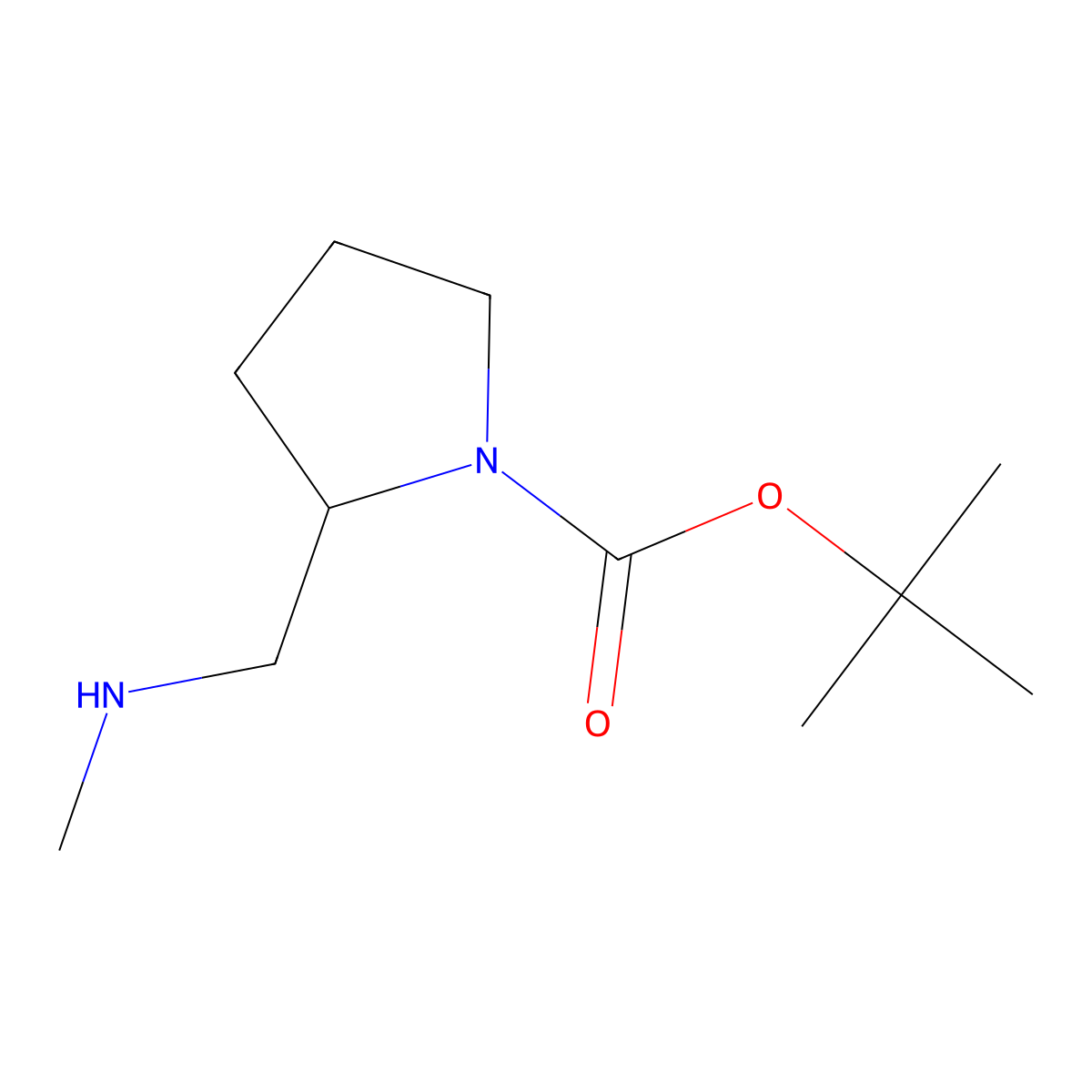 tert-butyl (2S)-2-[(methylamino)methyl]pyrrolidine-1-carboxylate molecular structure, CAS 191231-58-0