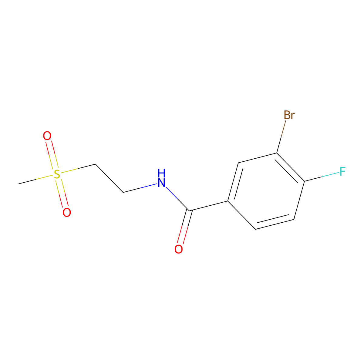 3-Bromo-4-fluoro-N-(2-(methylsulfonyl)ethyl)benzamide molecular structure, CAS 1912319-10-8