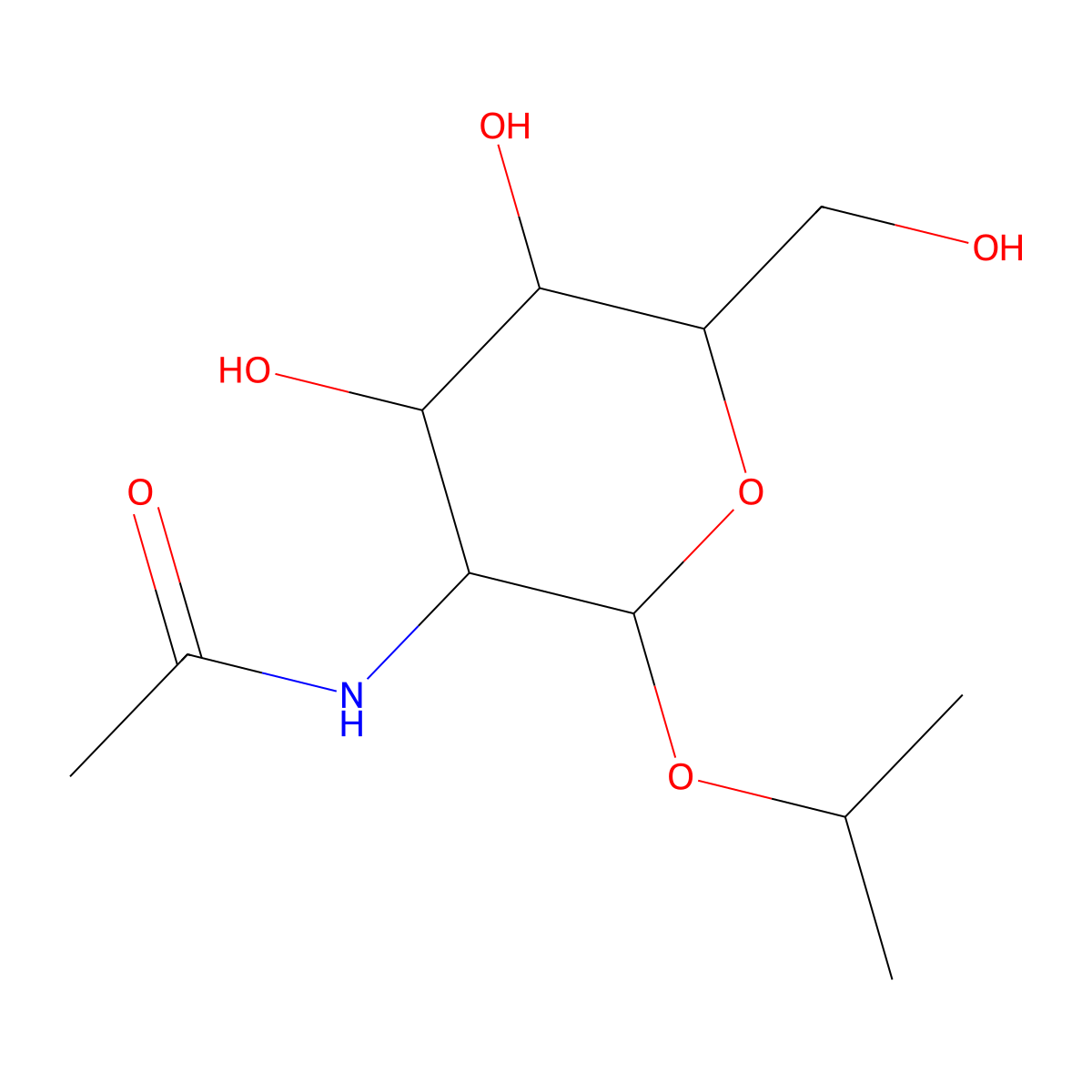 isopropyl 2-acetamido-2-deoxy-alpha-D-glucopyranoside molecular structure, CAS 19124-40-4