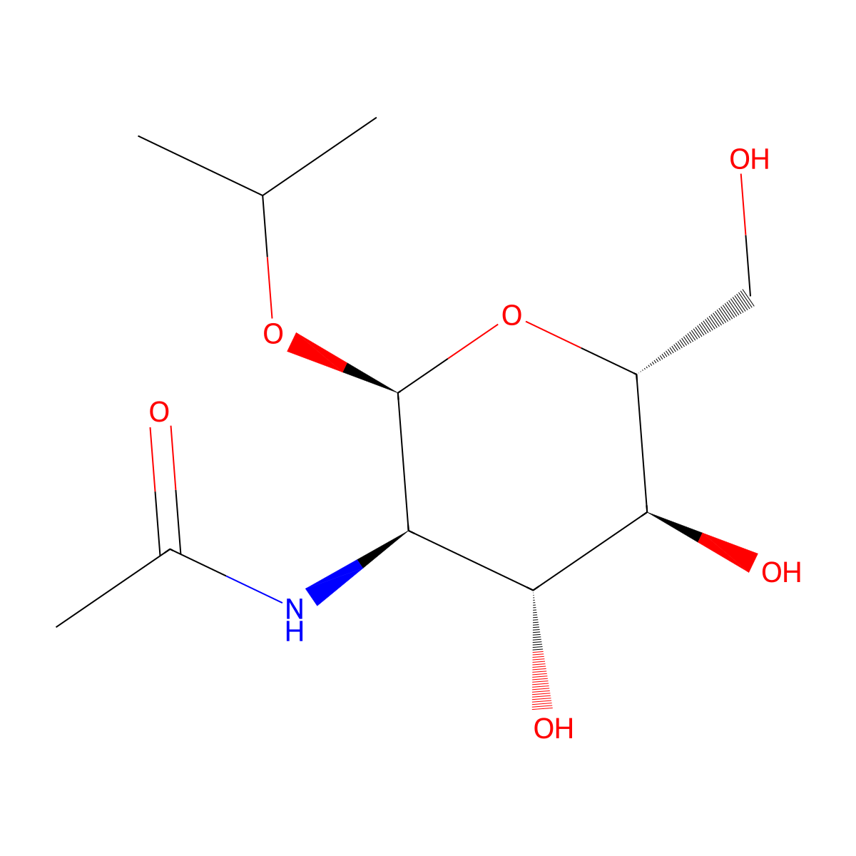 isopropyl 2-acetamido-2-deoxy-alpha-D-glucopyranoside molecular structure, CAS 19124-40-4