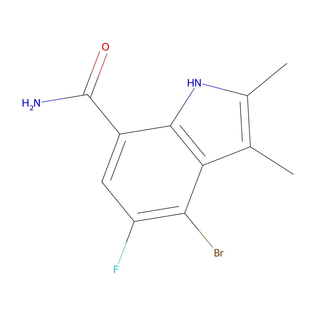 4-bromo-5-fluoro-2,3-dimethyl-1H-indole-7-carboxamide molecular structure, CAS 1912445-95-4
