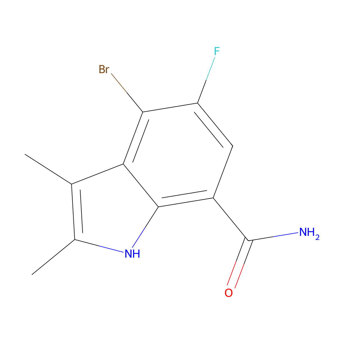 4-bromo-5-fluoro-2,3-dimethyl-1H-indole-7-carboxamide molecular structure, CAS 1912445-95-4