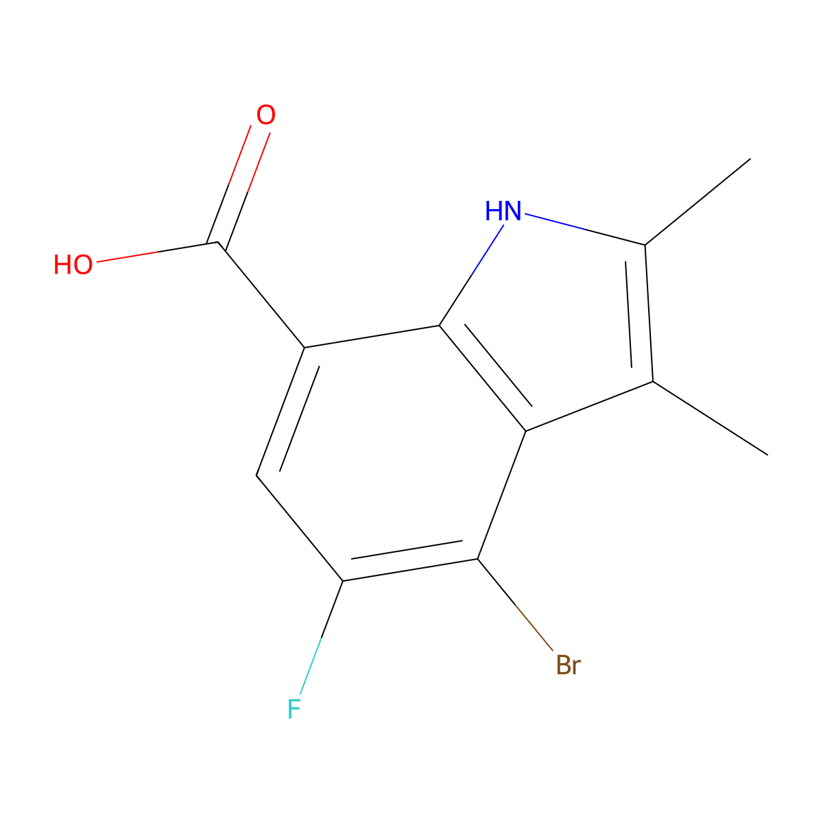 4-Bromo-5-fluoro-2,3-dimethyl-1h-indole-7-carboxylic acid molecular structure, CAS 1912445-96-5