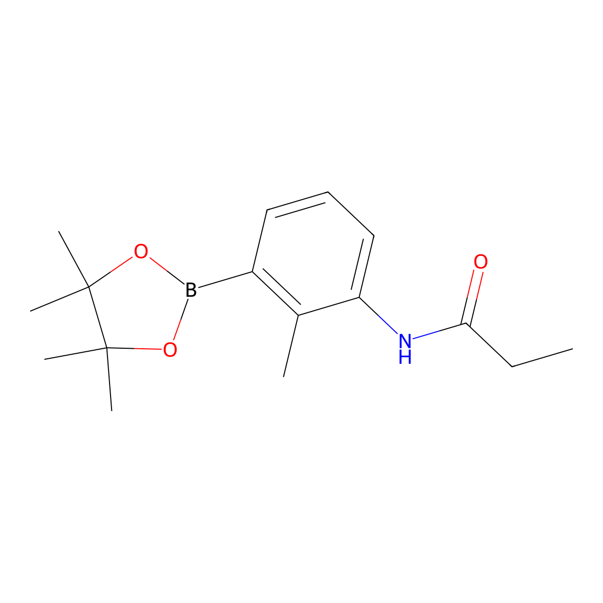 N-(2-Methyl-3-(4,4,5,5-tetramethyl-1,3,2-dioxaborolan-2-yl)phenyl)propionamide molecular structure, CAS 1912446-94-6