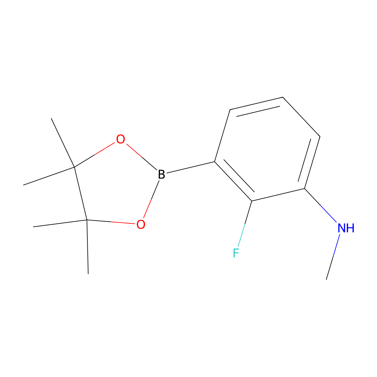 2-fluoro-N-methyl-3-(4,4,5,5-tetramethyl-1,3,2-dioxaborolan-2-yl)aniline molecular structure, CAS 1912446-99-1