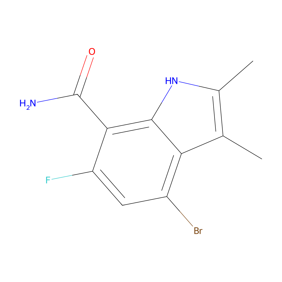 4-bromo-6-fluoro-2,3-dimethyl-1H-indole-7-carboxamide molecular structure, CAS 1912447-31-4