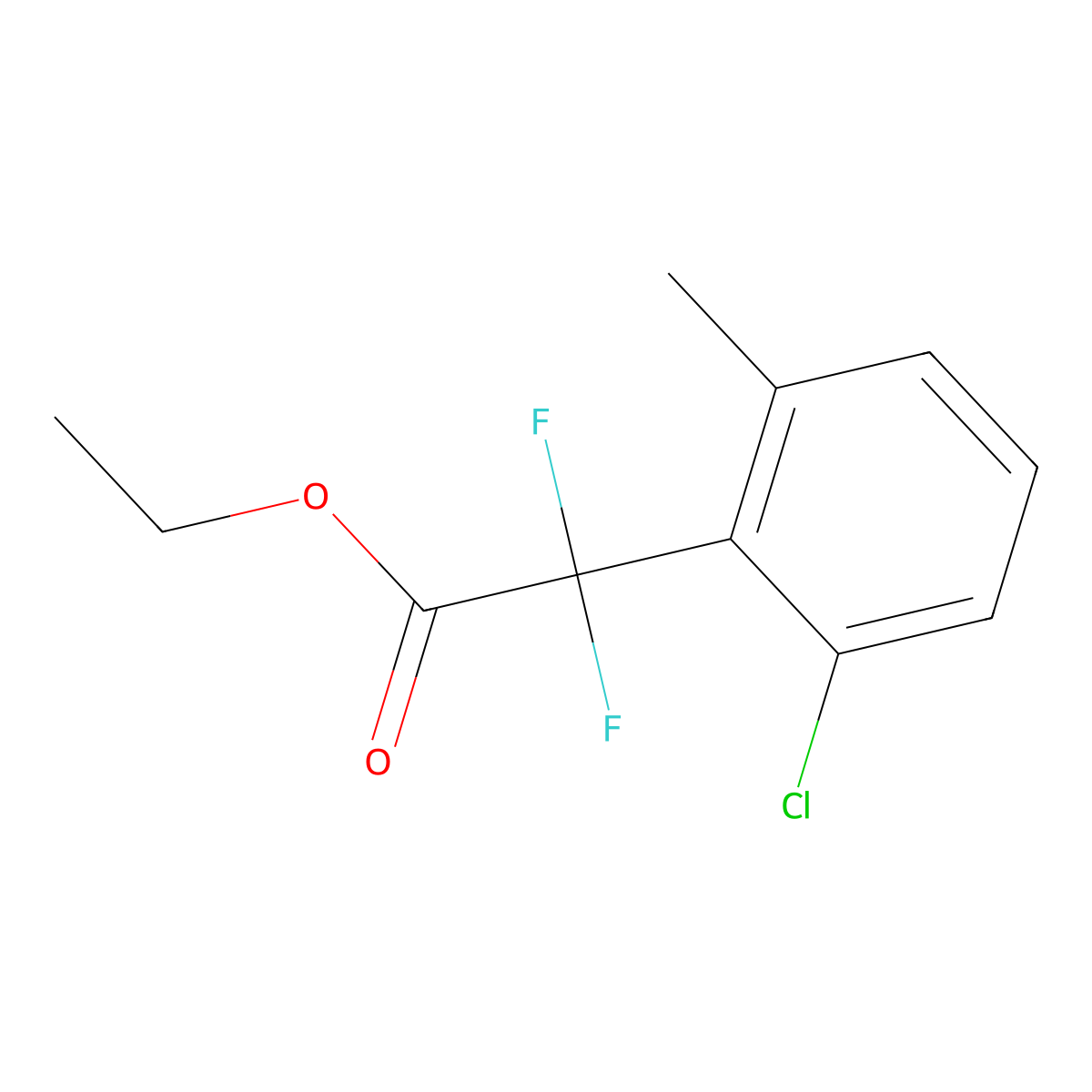 Ethyl 2-(2-chloro-6-methylphenyl)-2,2-difluoroacetate molecular structure, CAS 1912447-92-7