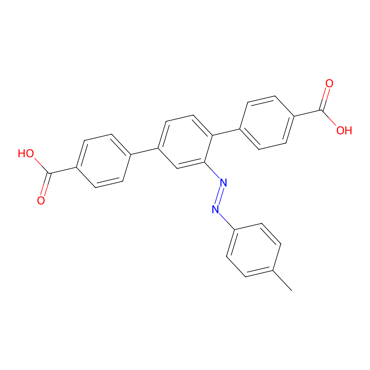 2'-(p-Tolyldiazenyl)-[1,1':4',1''-terphenyl]-4,4''-dicarboxylic acid molecular structure, CAS 1912470-86-0