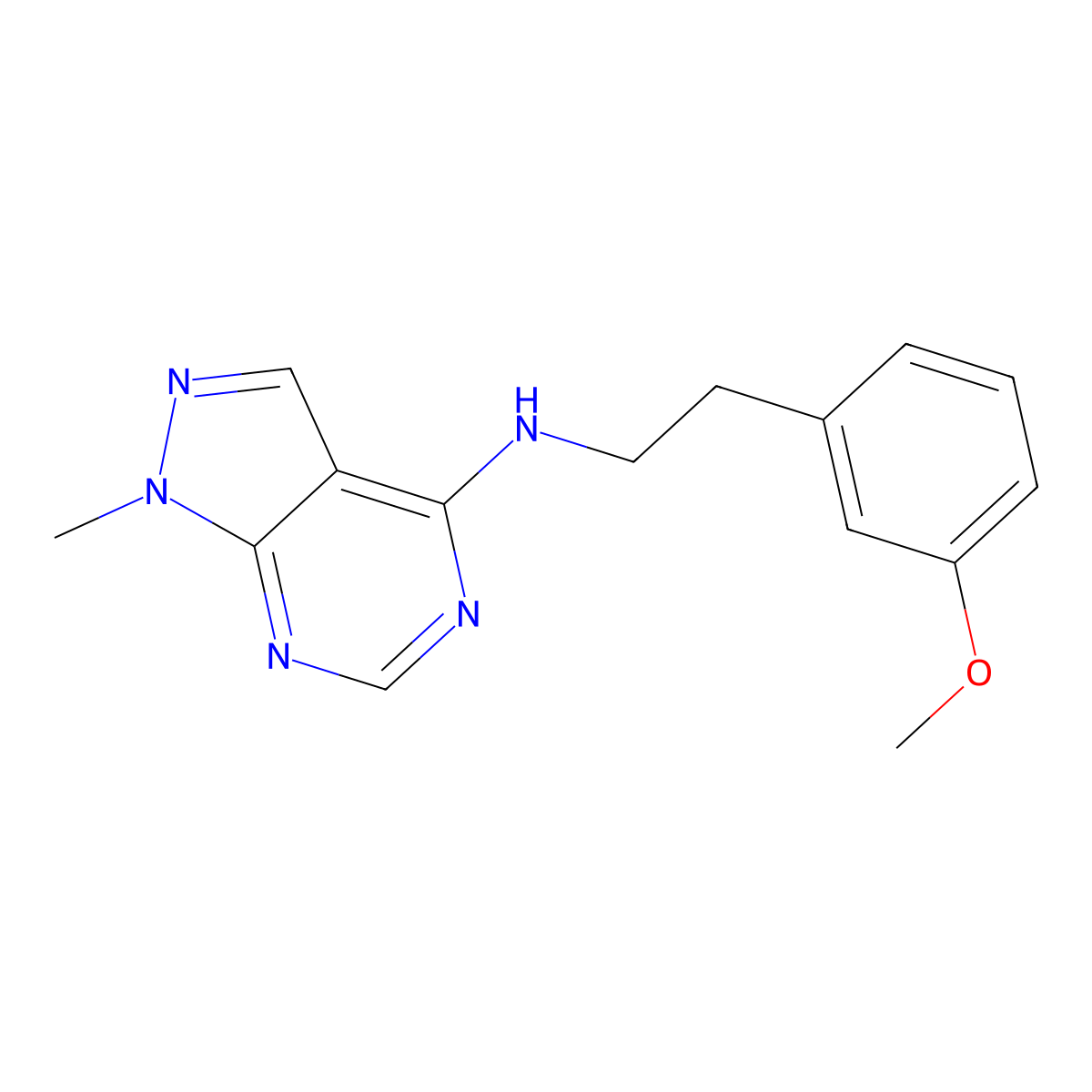 N-[2-(3-methoxyphenyl)ethyl]-1-methyl-1H-pyrazolo[3,4-d]pyrimidin-4-amine molecular structure, CAS 1912575-18-8