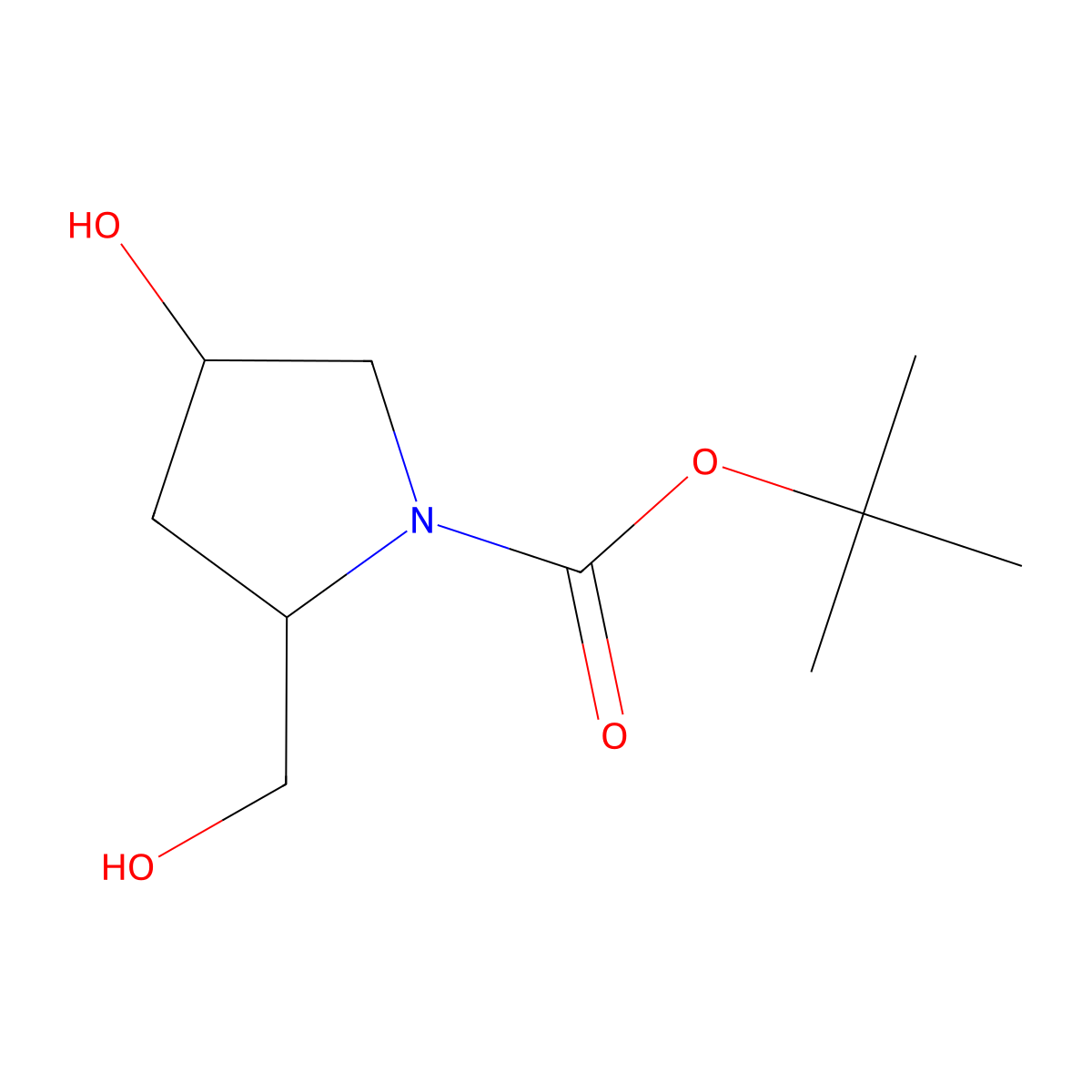 tert-Butyl (2S,4S)-4-hydroxy-2-(hydroxymethyl)pyrrolidine-1-carboxylate molecular structure, CAS 191280-88-3