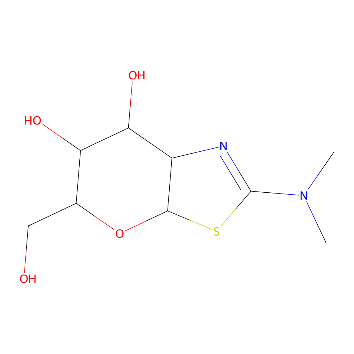 (3aR,5R,6S,7R,7aR)-2-(Dimethylamino)-5-(hydroxymethyl)-5,6,7,7a-tetrahydro-3aH-pyrano[3,2-d]thiazole-6,7-diol molecular structure, CAS 191281-32-0