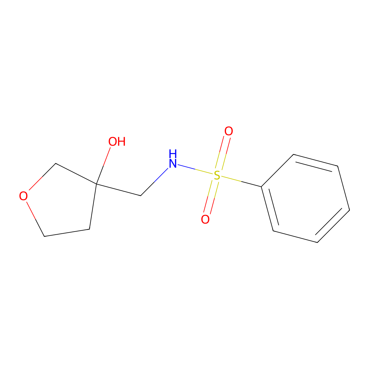 N-[(3-hydroxyoxolan-3-yl)methyl]benzenesulfonamide molecular structure, CAS 1912845-27-2