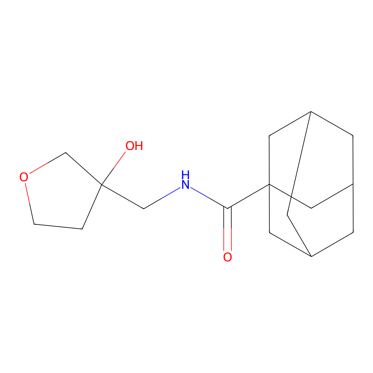 N-[(3-hydroxyoxolan-3-yl)methyl]adamantane-1-carboxamide molecular structure, CAS 1912881-09-4