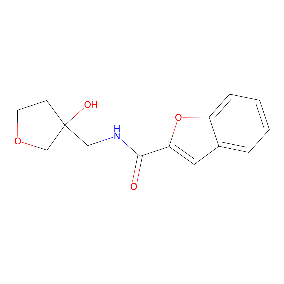 N-((3-hydroxytetrahydrofuran-3-yl)methyl)benzofuran-2-carboxamide molecular structure, CAS 1912881-90-3