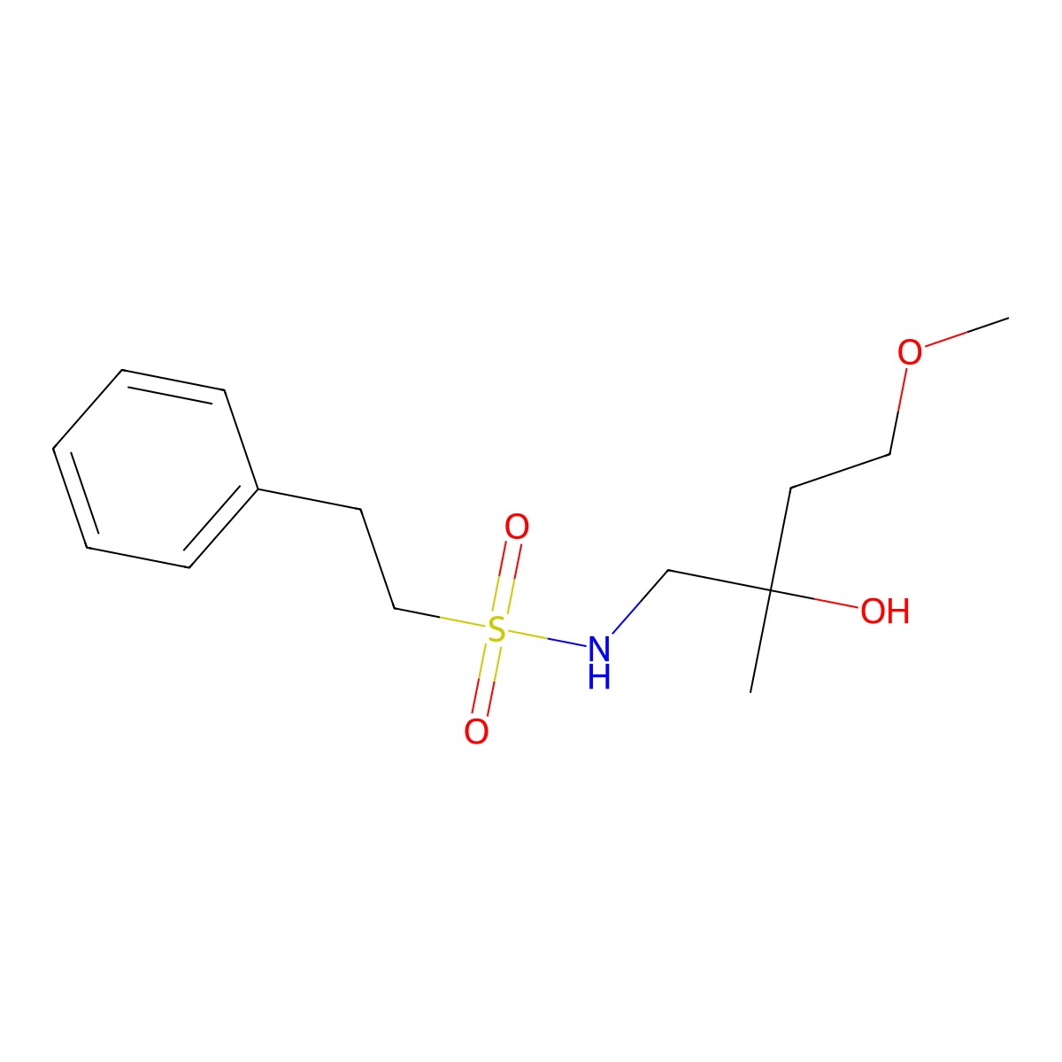 N-(2-hydroxy-4-methoxy-2-methylbutyl)-2-phenylethane-1-sulfonamide molecular structure, CAS 1912915-17-3