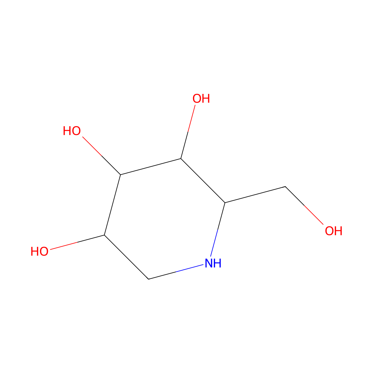 Deoxynojirimycin molecular structure, CAS 19130-96-2