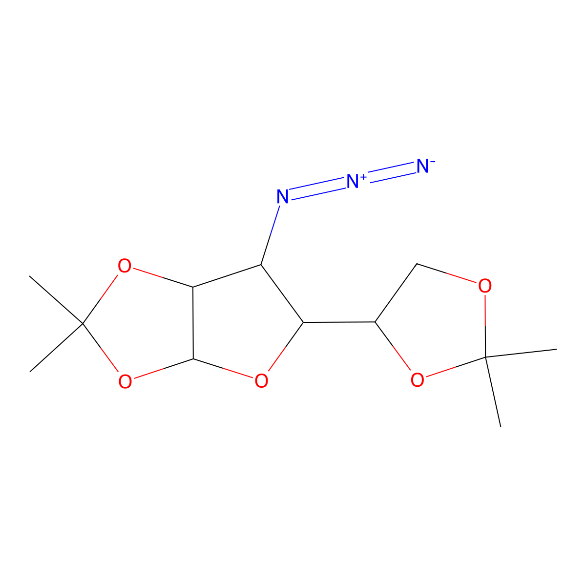 (3aR,5R,6R)-6-azido-5-[(4R)-2,2-dimethyl-1,3-dioxolan-4-yl]-2,2-dimethyl-3a,5,6,6a-tetrahydrofuro[2,3-d][1,3]dioxole molecular structure, CAS 19131-08-9
