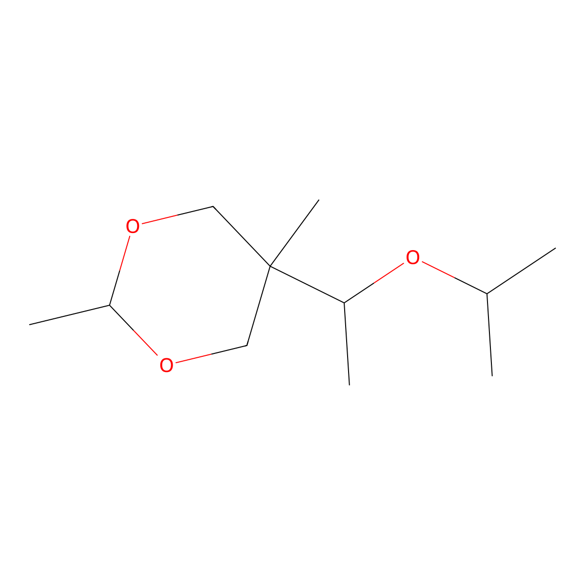 2,5-Dimethyl-5-(1-((propan-2-yl)oxy)ethyl)-1,3-dioxane molecular structure, CAS 19131-74-9